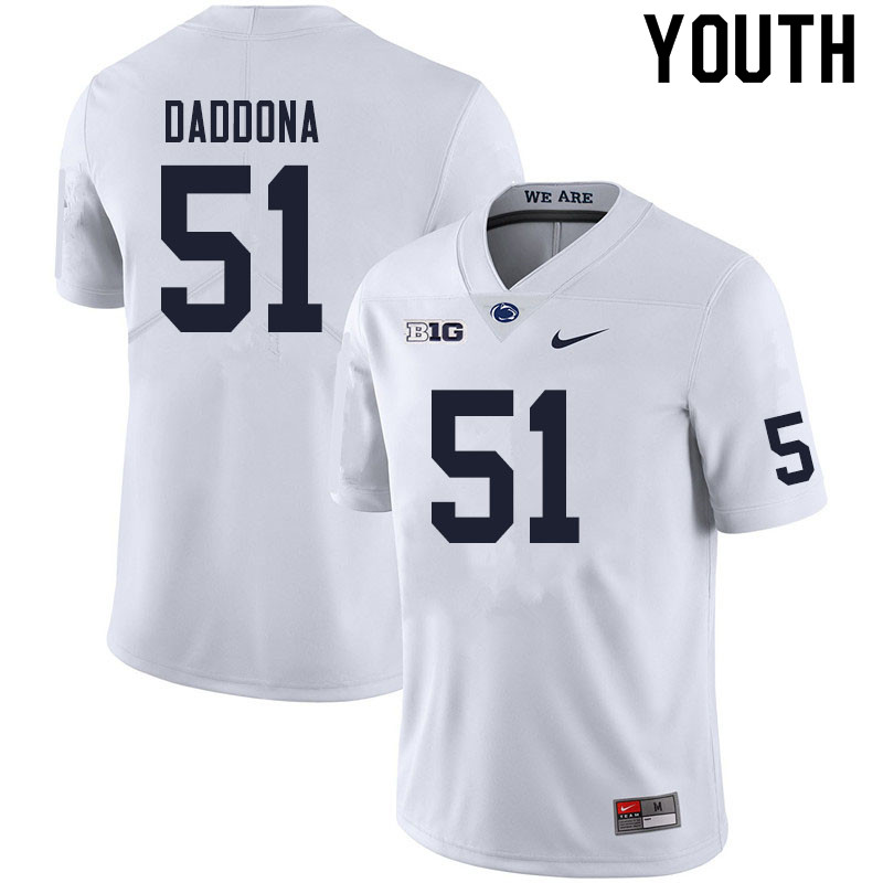 Youth #51 Dalton Daddona Penn State Nittany Lions College Football Jerseys Sale-White